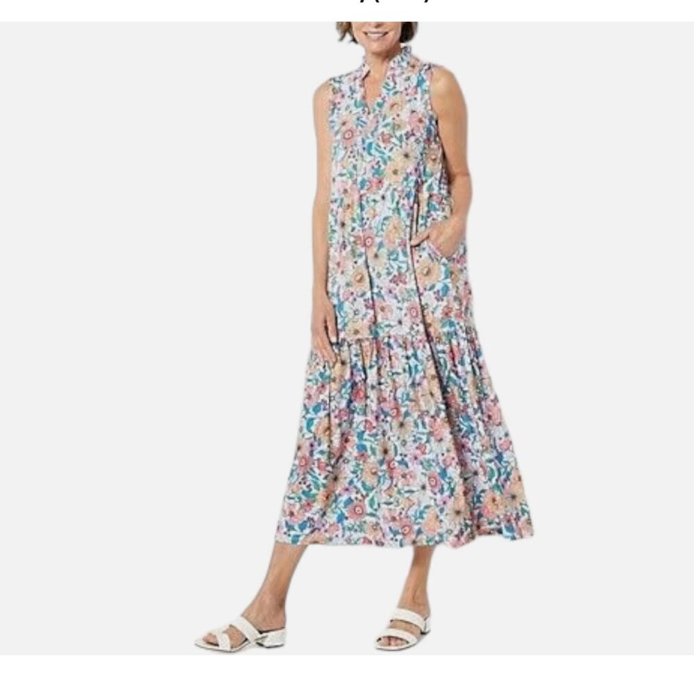 Tolani Collection Sleeveless V-Neck Dress Midi Floral Women's 3X Pastel A506013